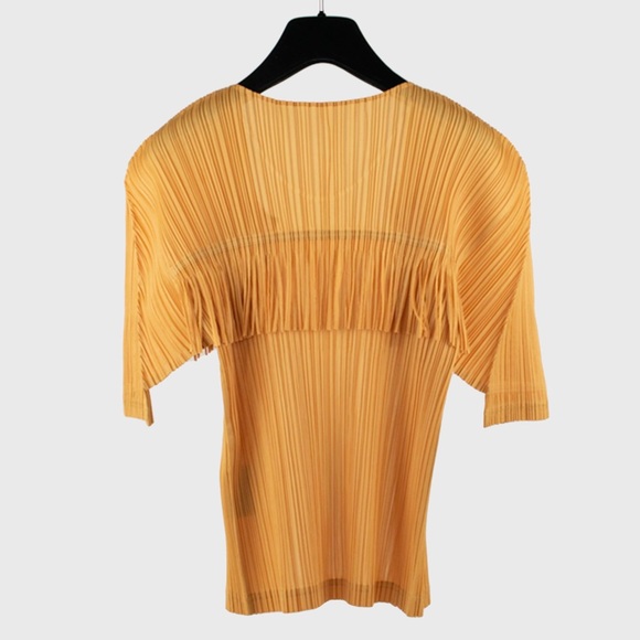 SOLD Pleats Please Issey Miyake Gold Fringe Cardigan - Picture 2 of 5